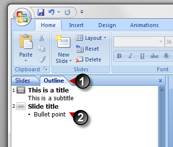 How to PowerPoint - in outline view